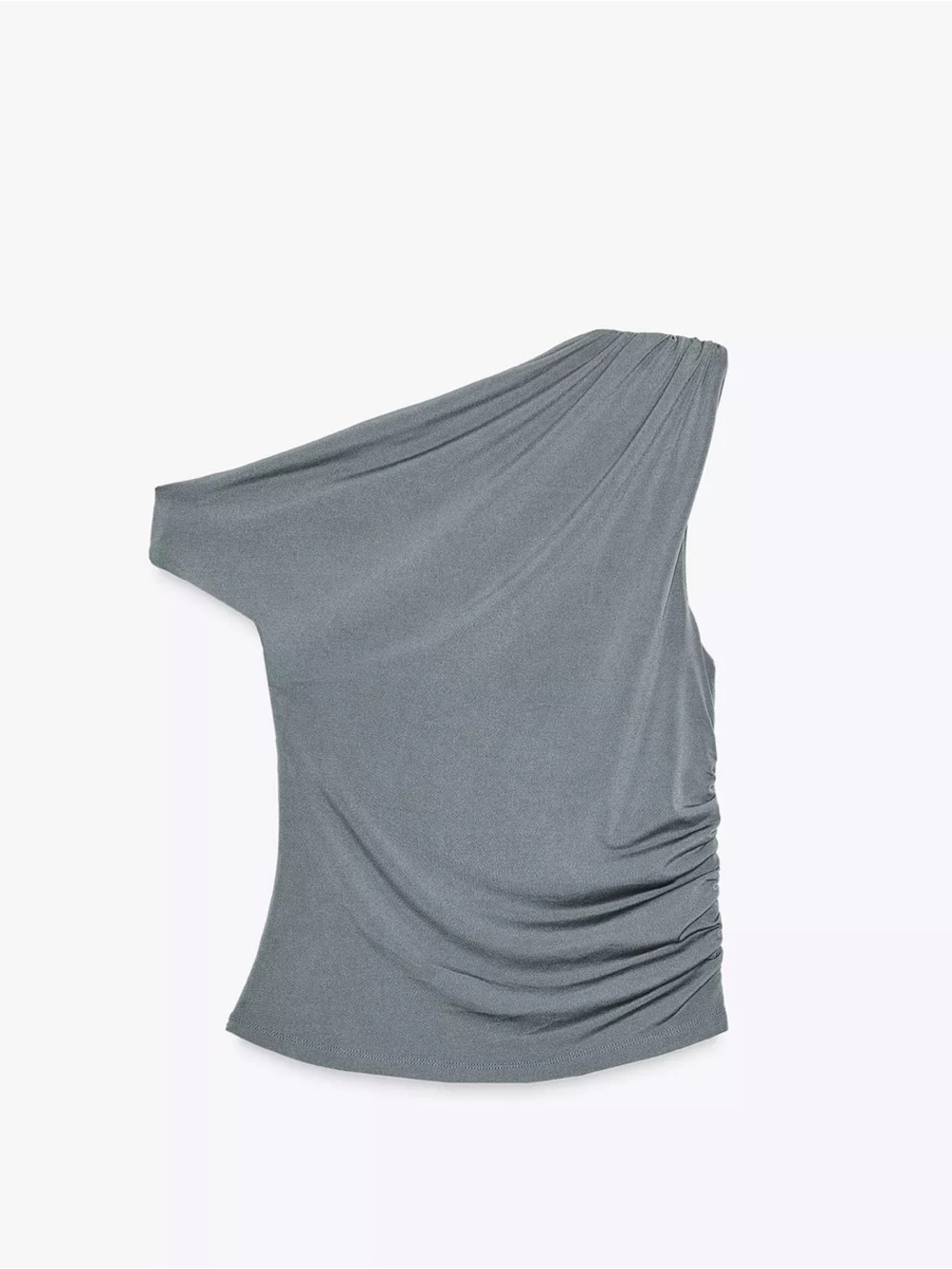 Zara One-Shoulder Gray Draped Camisole